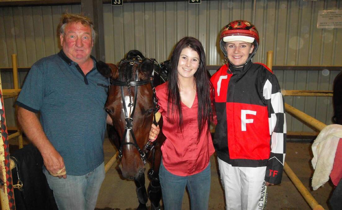 The Terry French-trained and Tayla French-driven Nelbell was one of four winners on the program for Bendigo region trainers at Shepparton on Wednesday night. Picture: SHEPPARTON HARNESS RACING CLUB
