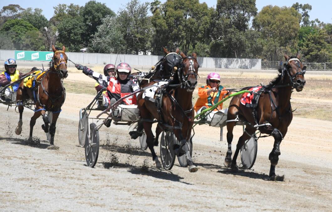 Tayla French steers Nelbell to victory on Elmore Pacing Cup day in 2019. This year's cup meeting will be run at Bendigo's Lord's Raceway on November 16. Picture: KIERAN ILES