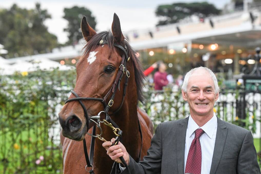 Trainer Sean Mott after his horse Our Lone Star won the Flt Lt Peter Armytage Handicap at Flemington on Anzac Day. Picture: BRETT HOLBURT/RACING PHOTOS