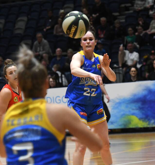 A clash against reigning WNBL champions Canberra on Saturday night marked Kelly Wilson's 200th game for Bendigo Spirit. Picture: NONI HYETT