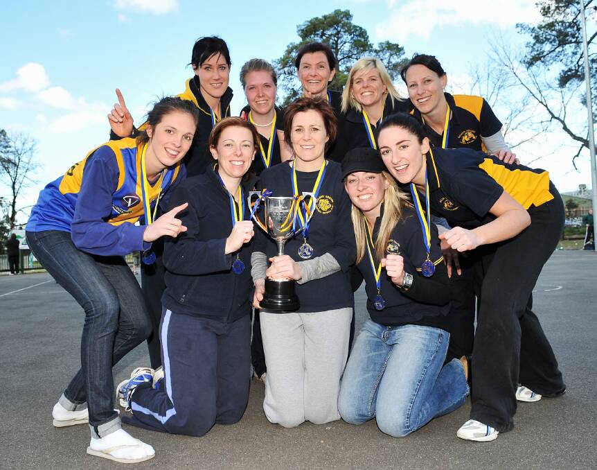 Kristen Wilson and her Golden Square team-mates celebrate A-grade premiership glory in 2008. POicture: JULIE HOUGH