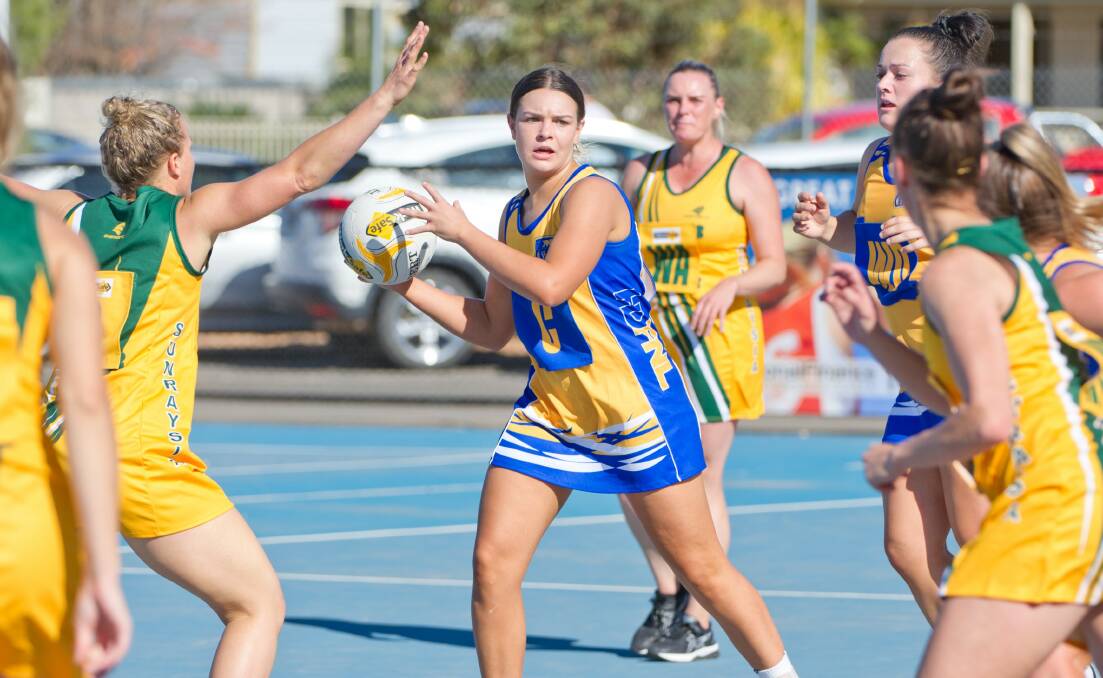Heathcote District midcourt star Danni Wee-Hee was pivotal in a one goal inter-league win over Sunraysia on saturday at Mildura's Sarah Oval. Picture: CARMEL ZACCONE, SUNRAYSIA DAILY