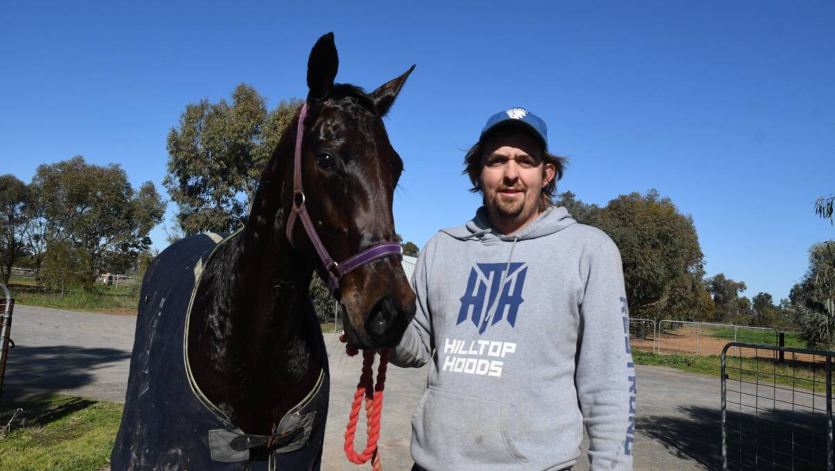 HOME SWEET HOME: The newest welcome addition to the Charlton training ranks, Michael Gadsden, with recent Bendigo winner Markleigh Jill. Picture: KIERAN ILES