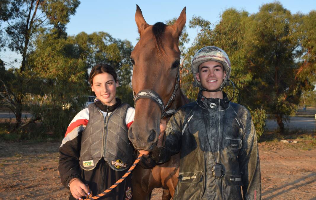WINS FLOWING: Charlton's Abby and Ryan Sanderson are enjoying their sibling rivalry on the harness racing track. Picture: KIERAN ILES