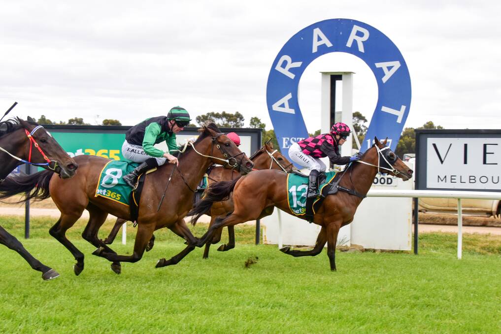 Swing With Junior, ridden by Chelsea Hall, wins the Home of Bakeology Fillies and Mares Maiden Plate at Ararat on Tuesday. Picture: BRENDAN McCARTHY/RACING PHOTOS