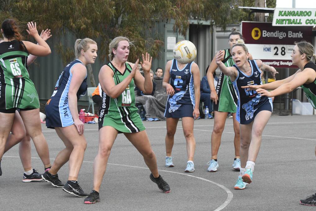 Kangaroo Flat goal attack Julia Clarke was one of the keys in a two-goal win over Eaglehawk in round 18. It followed a draw earlier in the season between the teams, who will meet in Saturday's preliminary final. Picture: NONI HYETT