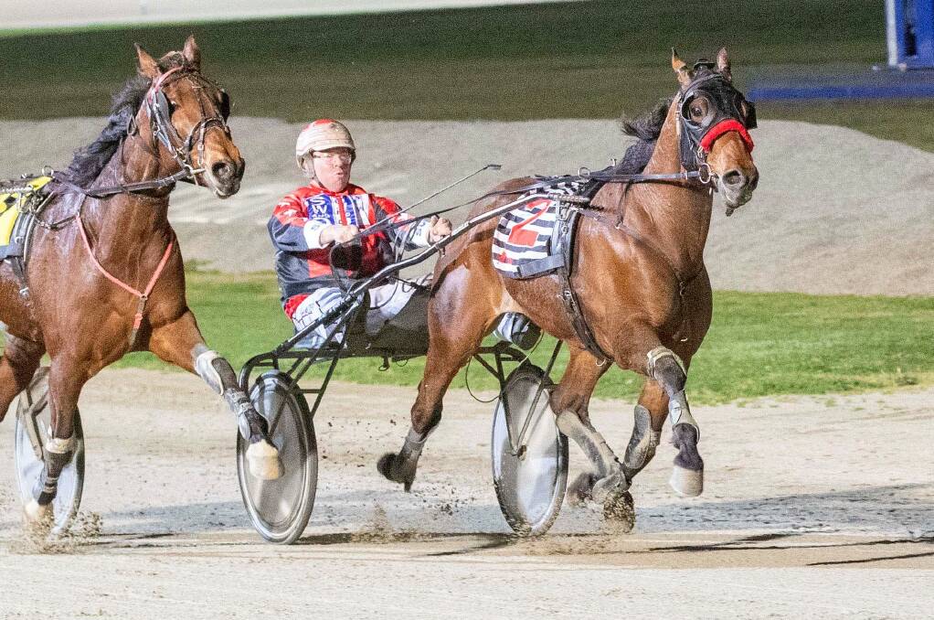 Matthew Gath urges Ball Park to victory at Tabcorp Park Melton on Saturday night. Picture: STUART McCORMICK