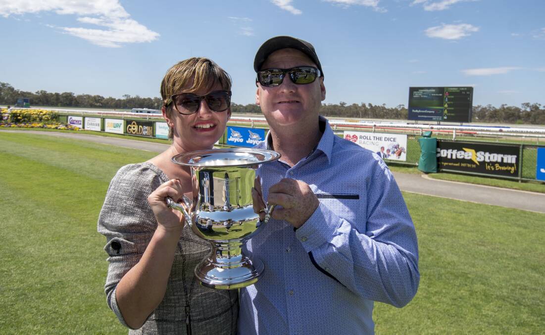Trainer Mick Sell and wife Mel on 2018 Bendigo Cup day. Picture: DARREN HOWE