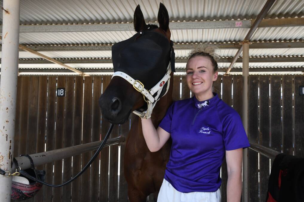 Tayla French is all smiles following her win aboard Nelbell on Elmore Pacing Cup day. Picture: KIERAN ILES