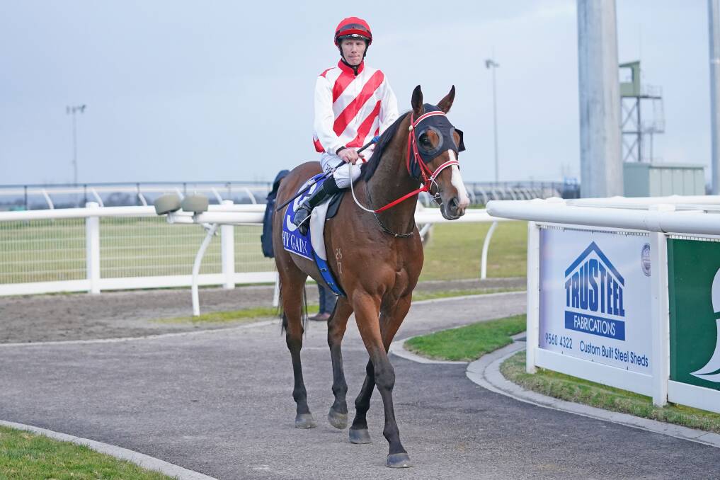 Surin Beach and Damien Thornton return to the mounting yard after their win at Pakenham. Picture: SCOTT BARBOUR/RACING PHOTOS
