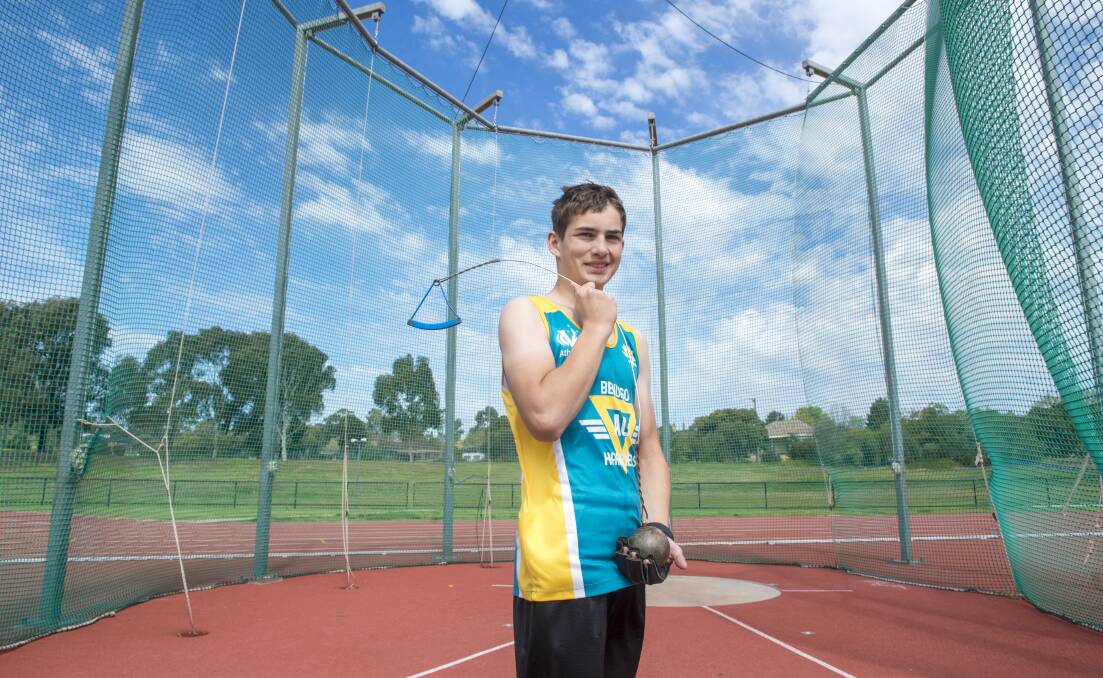 Logan Sandland has set a new Victoria Country under-14 hammer throw record. Picture: DARREN HOWE
