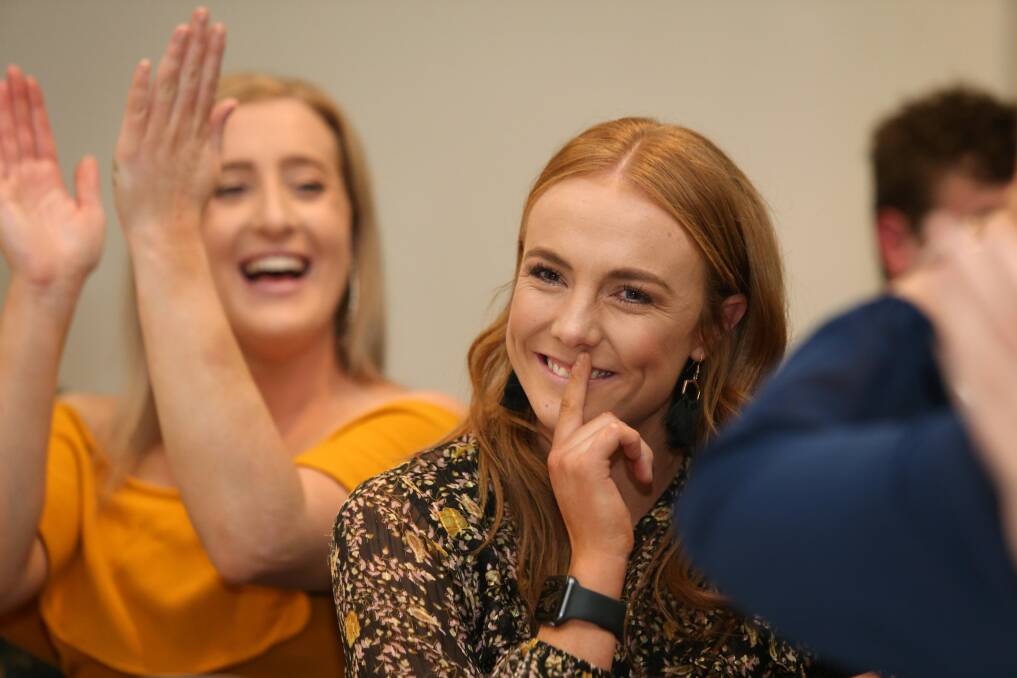 Star midcourter Ashley Ryan (front) and coach Allira Holmes during this year's Betty Thompson Medal count. Picture: GLENN DANIELS