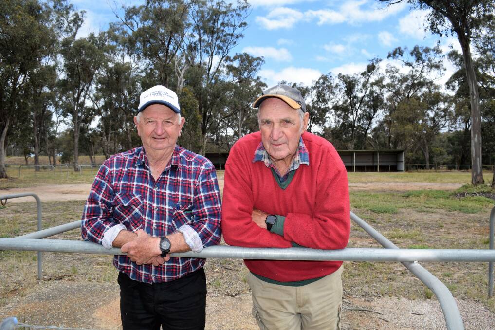Trots Clubs Victoria delegate John Campbell (left) and Marong Light Harness Club president Wally Newton. Picture: KIERAN ILES
