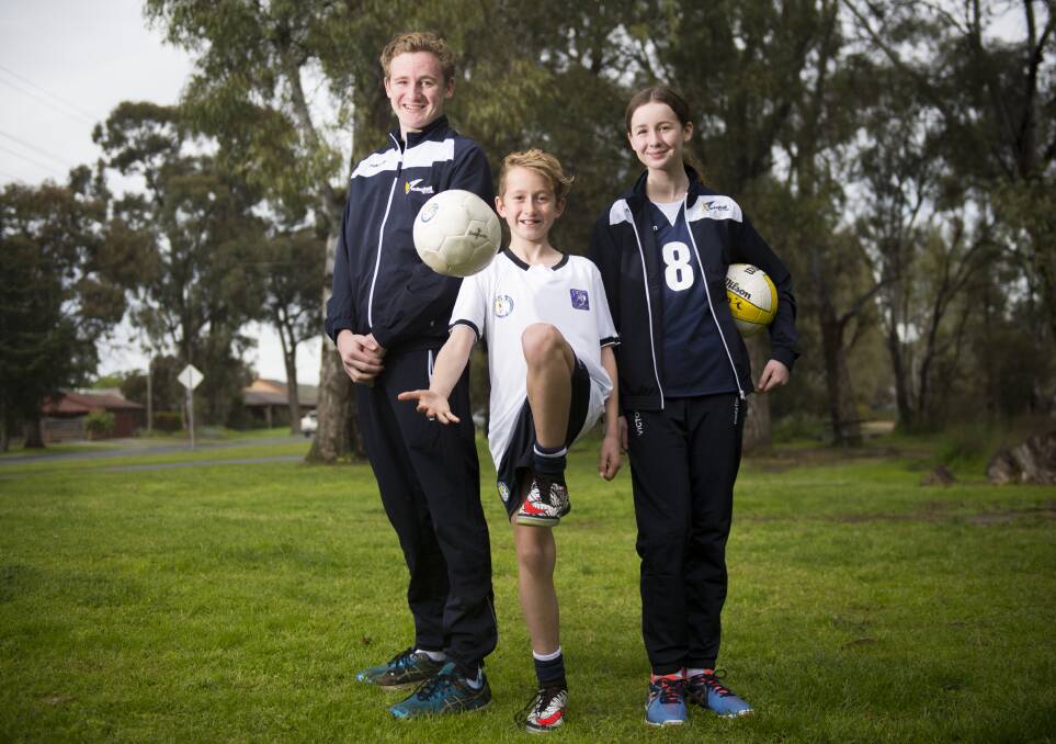 TALENTED FAMILY: Siblings Sam Hilson, Mac Hilson and Zoe Hilson all represented Victoria in their chosen sports in 2016. Picture: DARREN HOWE