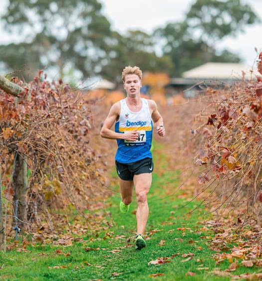 Archie Reid led the Bendigo Bats charge in the Ekiden relays at St Anne's Winery in Myrniong last weekend. Picture by Daniel Soncin