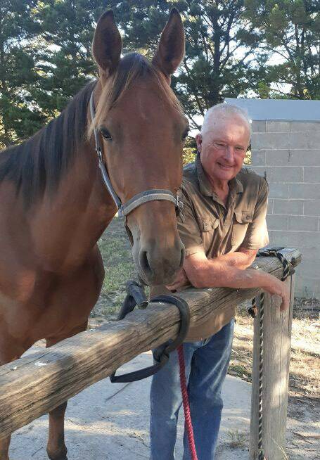 Hobby trainer Kelvin Davies with his trotter-turned-pacer Summerhill, who won at Melton on Tuesday night.