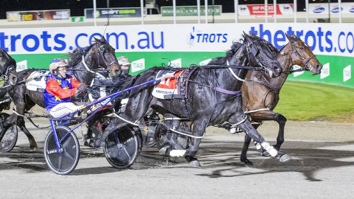 The father-son team of Steven and Ryan Duffy will shoot for Group 2 Bendigo Pacing Cup glory on Saturday night at Lord's Raceway with Serg Blanco. Picture by Stuart McCormick