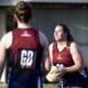Goal shooter Bec Smith starred for Sandhurst in a 63-goal win against Eaglehawk at the QEO on Saturday. Picture: NONI HYETT