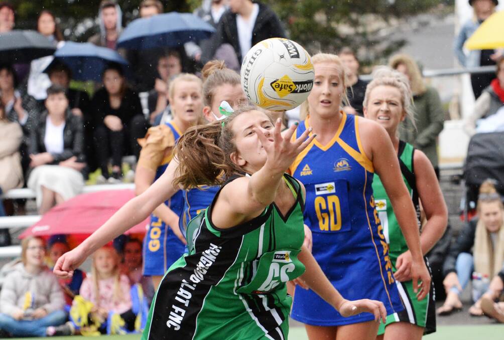 Nothing was too far out of reach for Ruby Barkmeyer in Saturday's A-grade netball grand final against Golden Square. Picture: DARREN HOWE