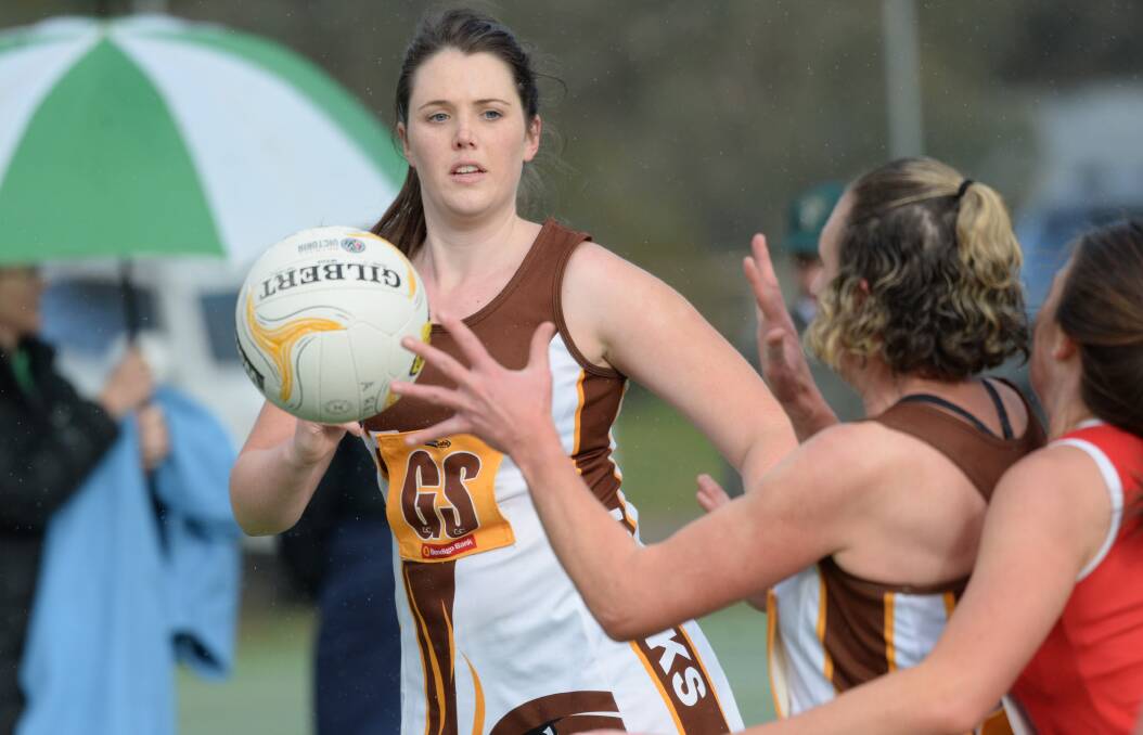 INJURED: Huntly goal shooter Laura Philbrick is facing a stint on the sidelines following the recurrence of a back injury against Elmore last Saturday. Picture: GLENN DANIELS