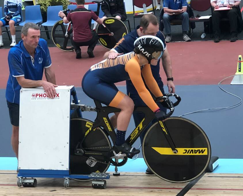 Alessia McCaig gets set for her second tilt at a gold medal at the Oceania Track Championships in New Zealand on Thursday.