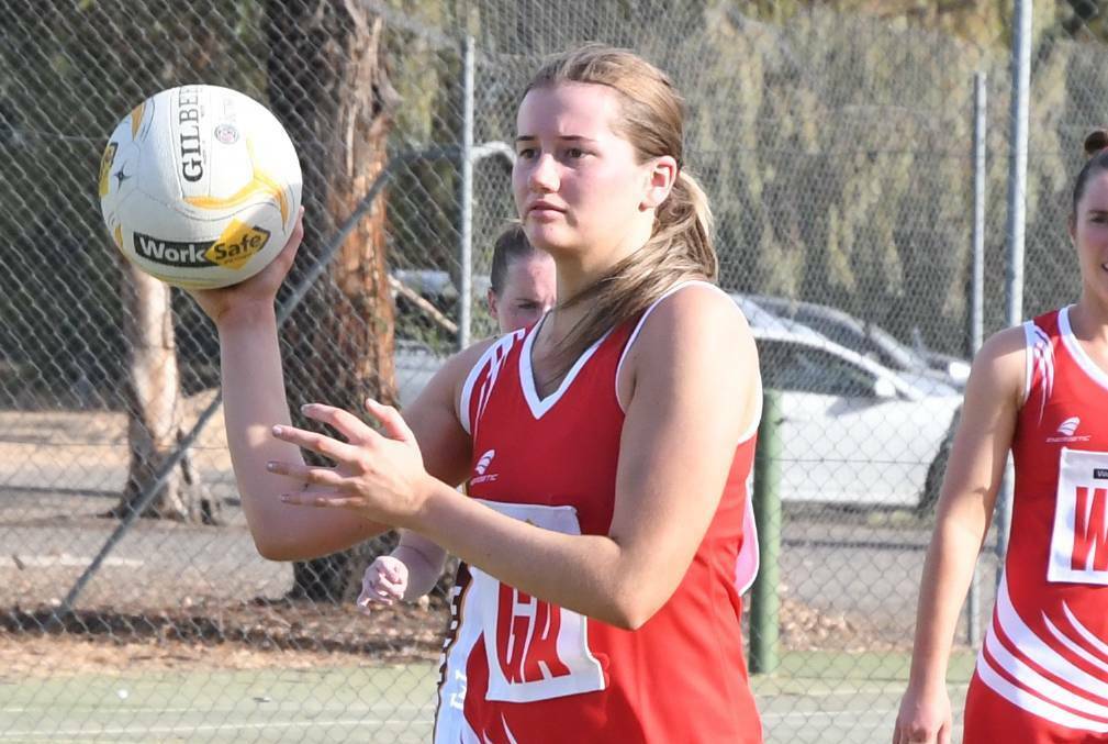 Season 2019 recruit Ruby Barkmeyer was the star in Elmore's big win over Heathcote, which clinched the double chance for the Bloods. Picture: KIERAN ILES