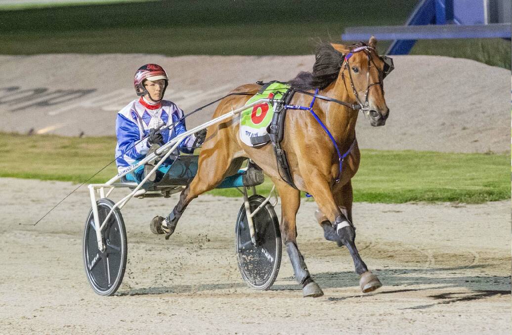 La Serena, driven by Tayla French, dominates the the $30,000 Group 2 Vicbred Platinum Trotting Mares Sprint Championship at Melton on Friday night. Picture: STUART McCORMICK