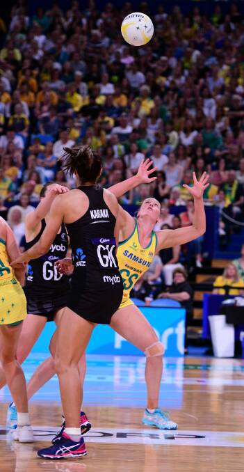 Caitlin Thwaites in action for the Diamonds against New Zealand. Picture: PATRICK THWAITES