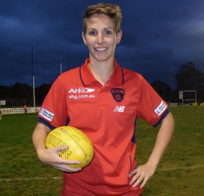 RED AND BLUE: Bendigo Thunder captain Emma Grant is readying for Melbourne's AFL Women's Exhibition game against the Brisbane Lions on May 22. Picture: KIERAN ILES