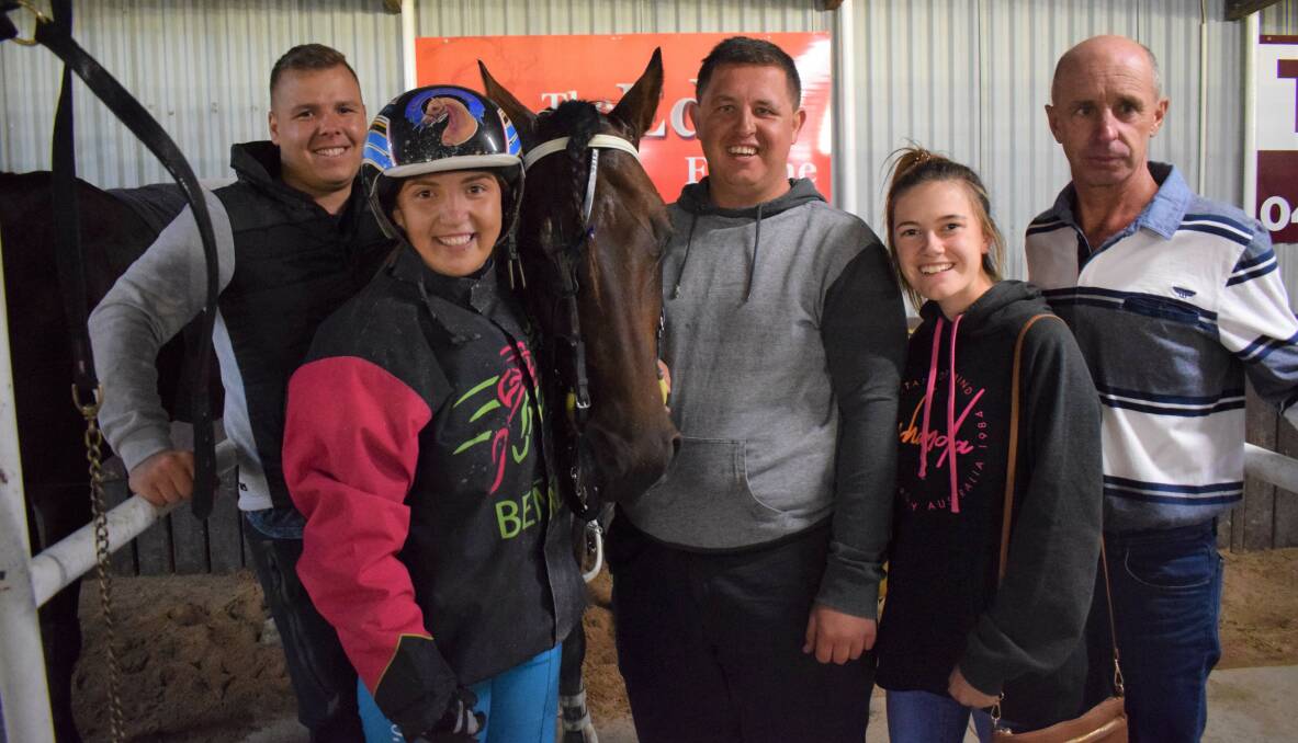 DREAM START: Olivia Weidenbach is surrounded by family following her emotional win aboard Smart Little Shard at Lord's Raceway on Thursday, Picture: KIERAN ILES