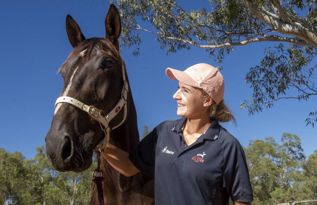 CHANCE: Tayla French with Wedderburn Pacing Cup contender Form Analyst. Picture: DARREN HOWE