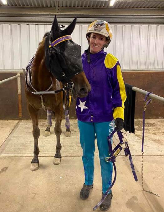 Ellen Tormey with Well Defined following their Ararat Trotters Cup triumph.