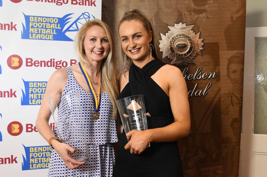 FRIENDS AND RIVALS: Sandhurst's Heather Oliver finished one vote ahead of Maddy Stewart to win the 2017 Betty Thompson Medal, before the Gisborne star claimed a medal win of her own in 2018. Picture: NONI HYETT