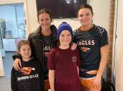 MILESTONE DAY: Leisa Barry with daughters Maddi and Paige, and son Brodie, ahead of her 200th game for Maiden Gully YCW against Bears Lagoon-Serpentine last Saturday. Paige played alongside her mum for the first time in A-grade.
