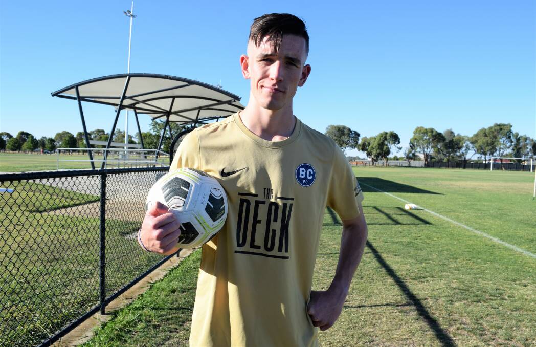 STAYING POSITIVE: Bendigo City FC skipper Aidan Lane is awaiting an MRI scan on his injured knee, but is hoping for the best. Picture: KIERAN ILES