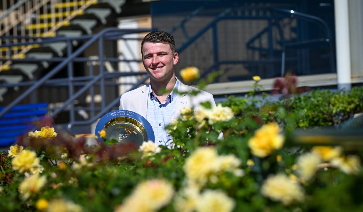Bendigo trainer Toby Lake would like nothing better than still have his hands on the VOBIS Gold Rush trophy after Saturday's race. The 26-year-old will saddle up first starter Linkvue in the prestigious two-year-old race. Picture by Darren Howe
