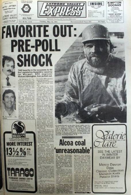 Greg Leight, as featured on the front page of the Latrobe Valley Express, in 1981.