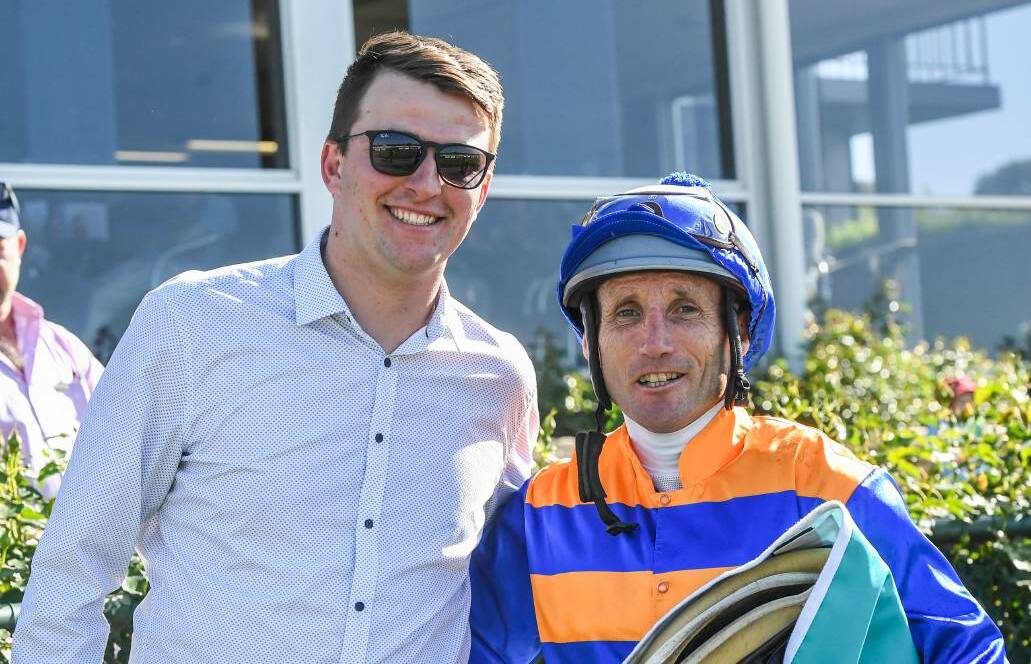 Bendigo trainer Toby Lake and champion jockey Damien Oliver. Picture by Racing Photos