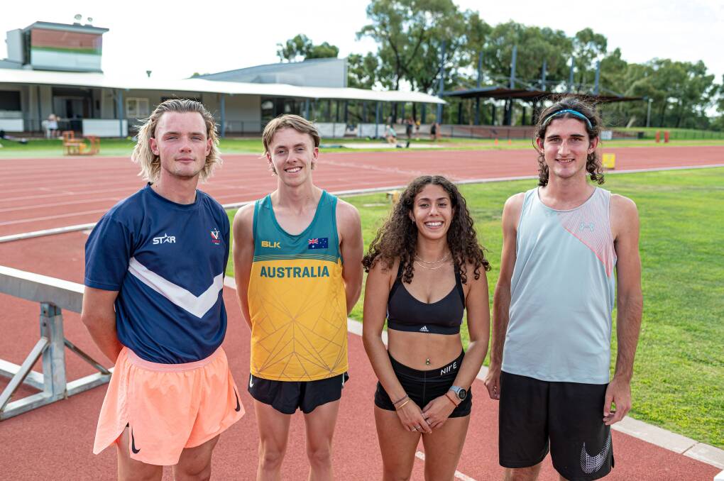 Eaglehawk clubmates (from left) Kye Mason, Angus McKindlay, Laura Kadri and Cameron Smith will all compete at state titles this weekend. Picture: A.J. TAYLOR IMAGES