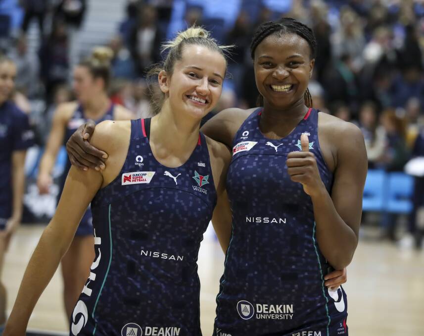 Bendigo's own Ruby Barkmeyer and team-mate Mwai Kumwenda are looking to usher in a bright new era in the goal circle for the defending champion Melbourne Vixens. Picture: GRANT TREEBY
