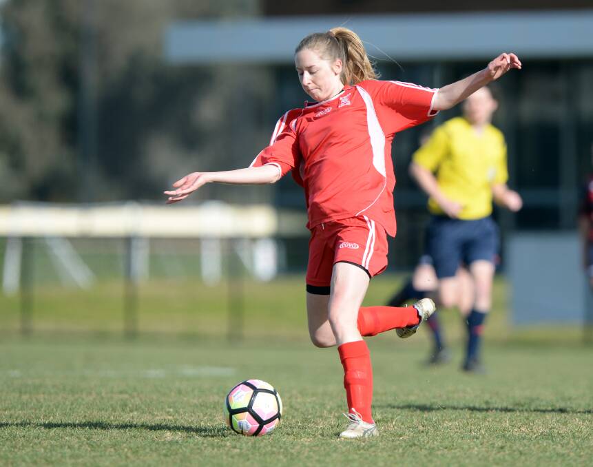 DEFEAT: Meredith Cahill and Spring Gully United has suffered a 4-1 loss to Moama-Echuca Border Raiders in women's championship action. Picture: GLENN DANIELS