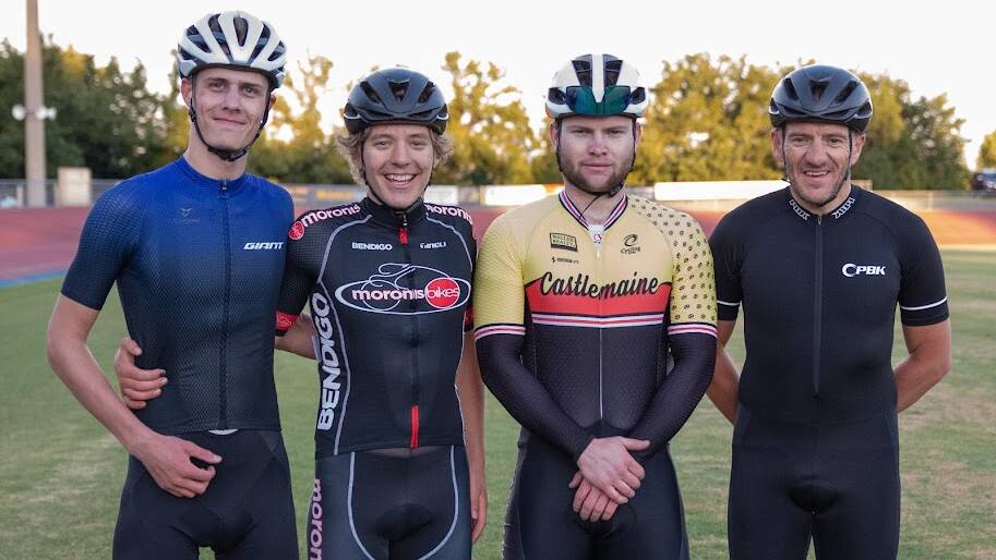 Moroni's Bikes Wheelrace placegetters (from left) Toby McCaig, Jamie Coles, Jade Maddern and Scott Keating. Picture: RICHARD BAILEY