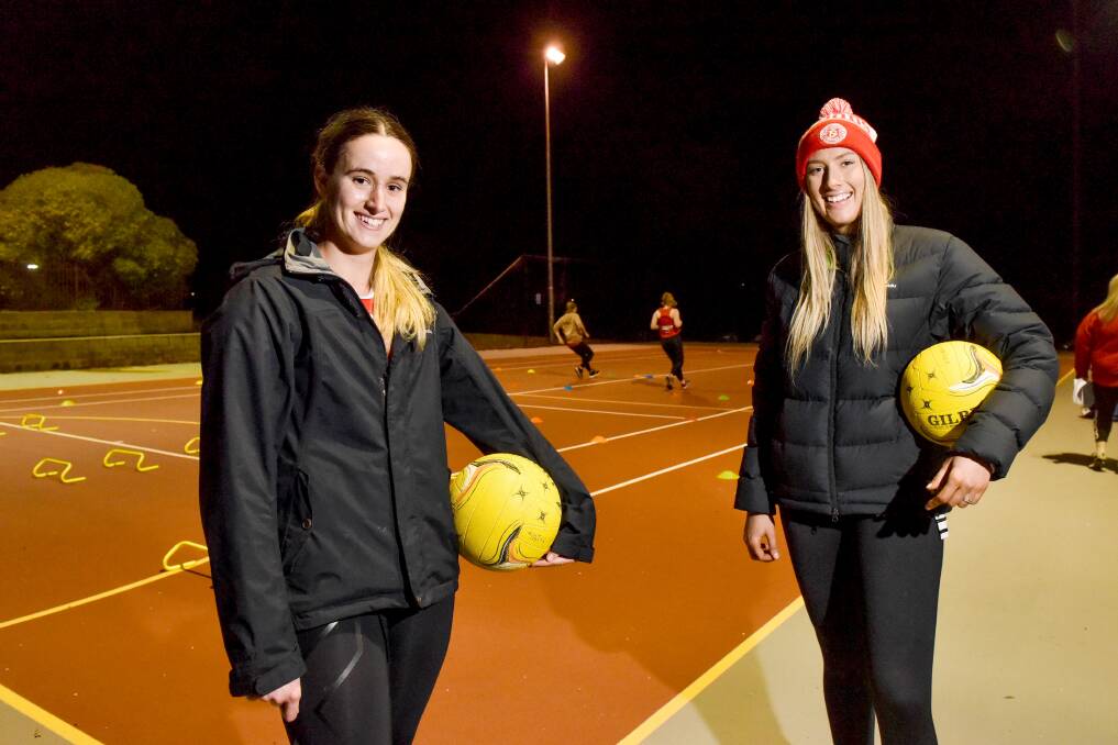 LEADERS: South Bendigo recruit and vice-captain Keiarah Brooks and captain Chloe Adams return to the netball court. Pictures: BRENDAN McCARTHY