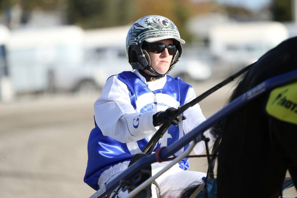 Ellen Tormey readies for action aboard Bernie Winkle at Mildura's City Oval Paceway. Picture: CHARLI MASOTTI PHOTOGRAPHY