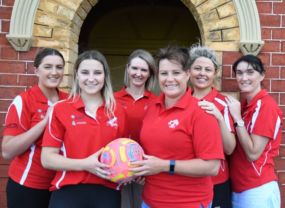 TIGHT: Bridgewater's new coaching panel includes Madeline Langley, Jessey Wilson, Caz Wood, Shellie Davies, Tamara Hayes and Alison Walsh. Absent from the photo are Leah Sartori and Georgia Mamouney-Brown. Picture: KIERAN ILES