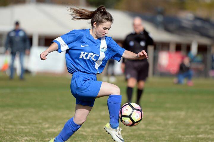 STRENGTH: Bethany Oliver was one of four goal scorers for Shepparton United against Moama-Echuca.