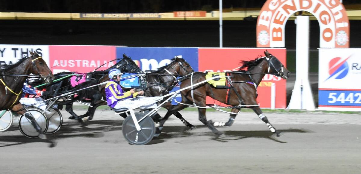 IMPRESSIVE HAUL: Alex Ashwood seals his fourth win for the night on the Justin Brewin-trained Above Average. Picture: CLAIRE WESTON PHOTOGRAPHY