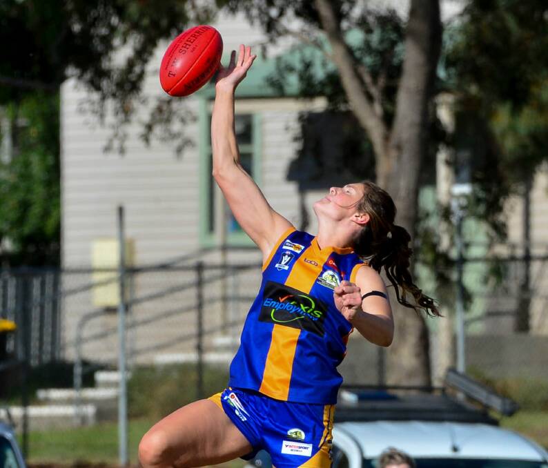 Carly Ladson was one of Golden Square's best players in a 76-point CVFLW win against Kangaroo Flat on Saturday.