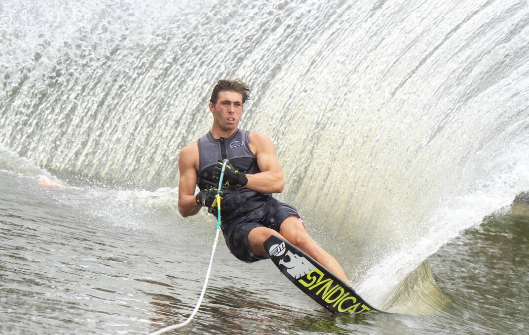 THRILLS: Jack Christie struts his stuff during last year's Australian Masters Water Ski Championships at Bridgewater. Picture: DARREN HOWE