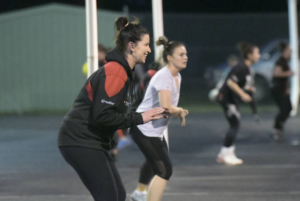 Ash Gilmore goes through her paces at training on Thursday night. Picture: NONI HYETT